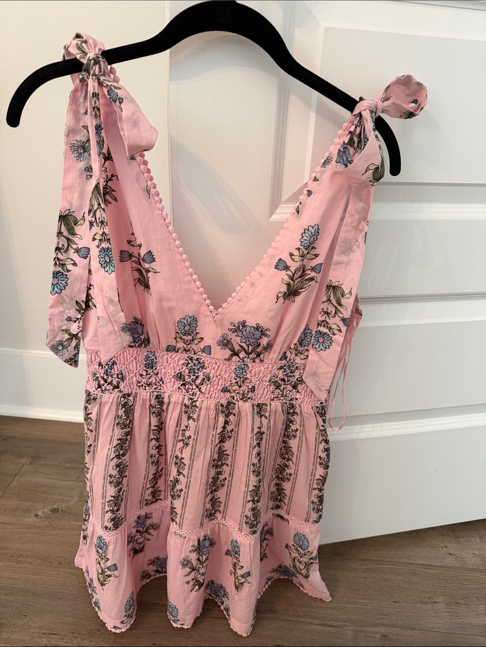 Hermoza Pink Floral Tie-Shoulder Mini Dress